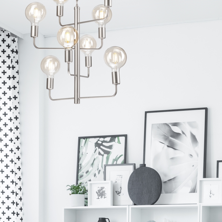 Żyrandol na łańcuchu ORLANDO 8xE27/60W/230V srebrny