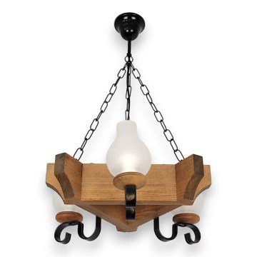 Żyrandol na łańcuchu QUEEN 3xE14/40W/230V buk - certyfikat FSC