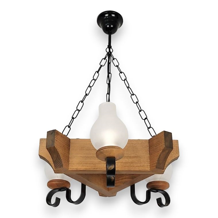 Żyrandol na łańcuchu QUEEN 3xE14/40W/230V buk - certyfikat FSC