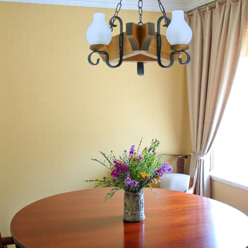 Żyrandol na łańcuchu QUEEN 3xE14/40W/230V buk