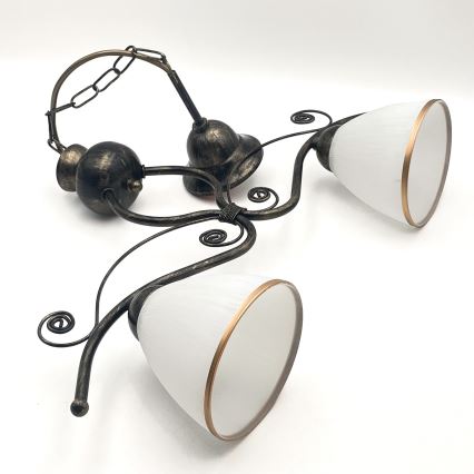 Żyrandol na łańcuchu RETRO 2xE27/60W/230V brązowa/patyna