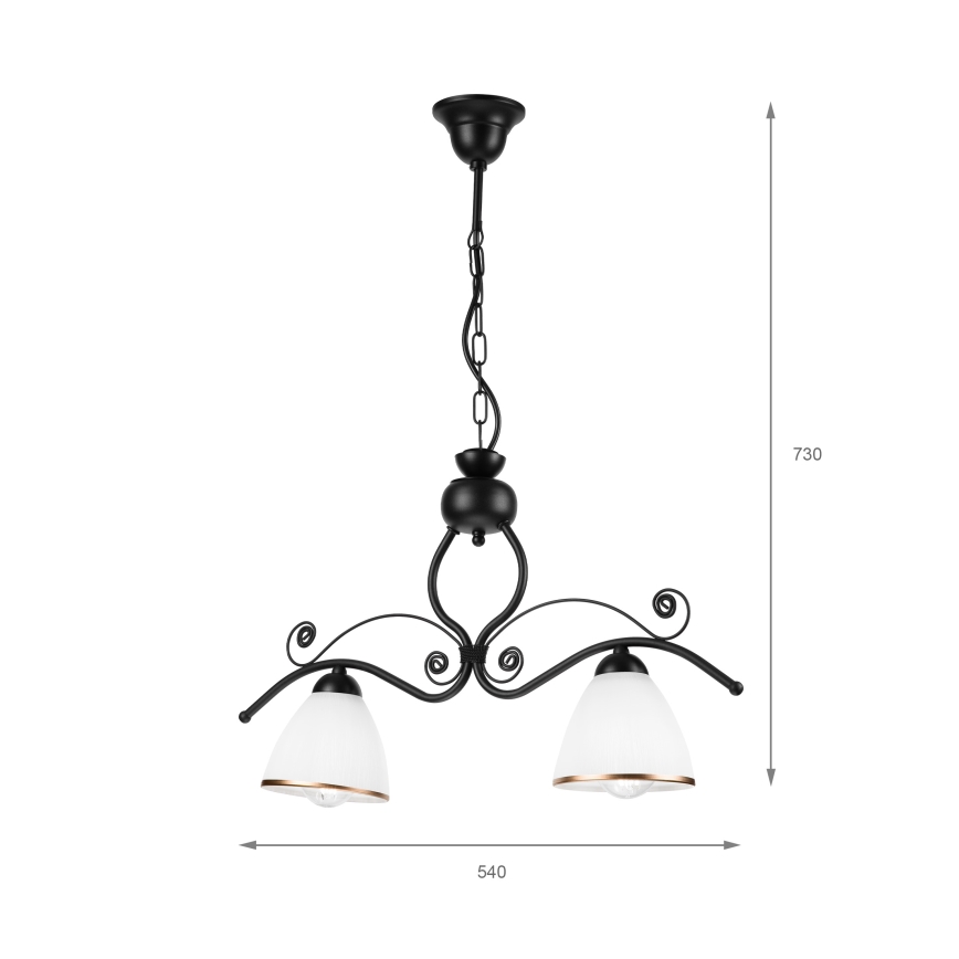 Żyrandol na łańcuchu RETRO 2xE27/60W/230V matowa czarny