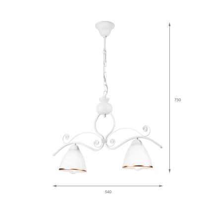 Żyrandol na łańcuchu RETRO 2xE27/60W/230V matowy biały