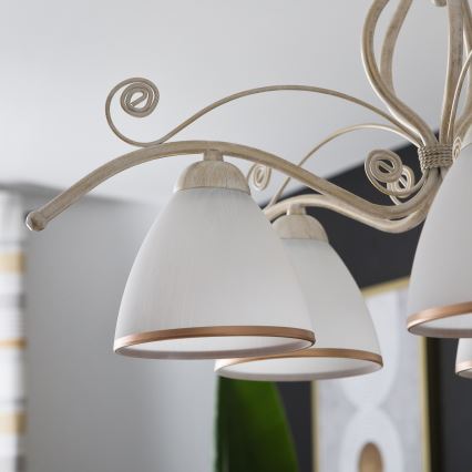 Żyrandol na łańcuchu RETRO II 5xE27/60W/230V biała patyna