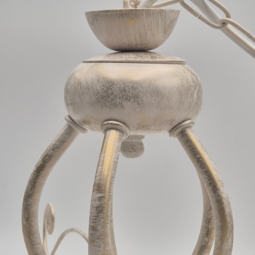 Żyrandol na łańcuchu RETRO II 5xE27/60W/230V biała patyna