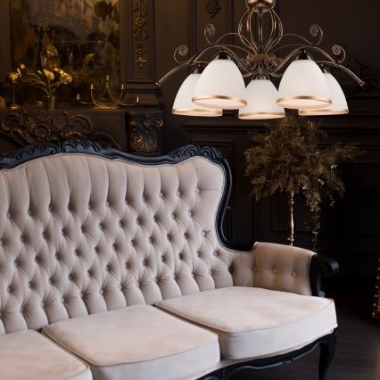 Żyrandol na łańcuchu RETRO II 5xE27/60W/230V czarna patyna