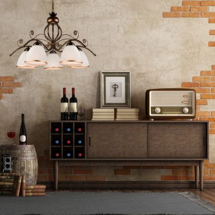 Żyrandol na łańcuchu RETRO II 5xE27/60W/230V czarna patyna