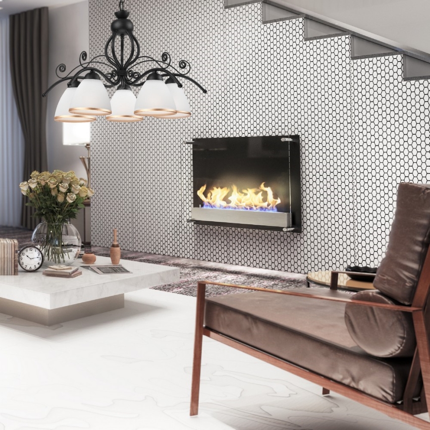 Żyrandol na łańcuchu RETRO II 5xE27/60W/230V czarny mat