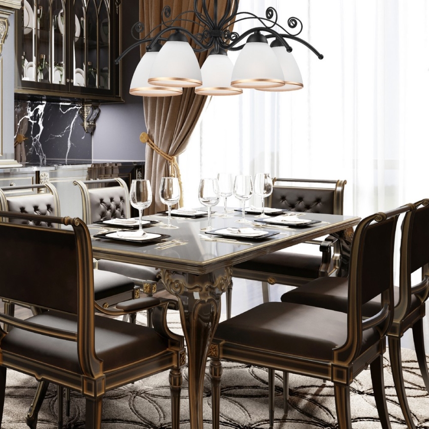 Żyrandol na łańcuchu RETRO II 5xE27/60W/230V czarny mat