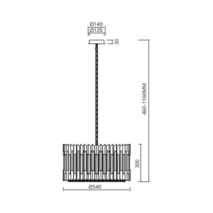 Żyrandol na łańcuchu RITZ 12xE14/40W/230V śr. 54 cm chrom błyszczący