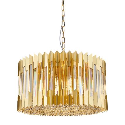 Żyrandol na łańcuchu RITZ 12xE14/40W/230V śr. 54 cm złoty