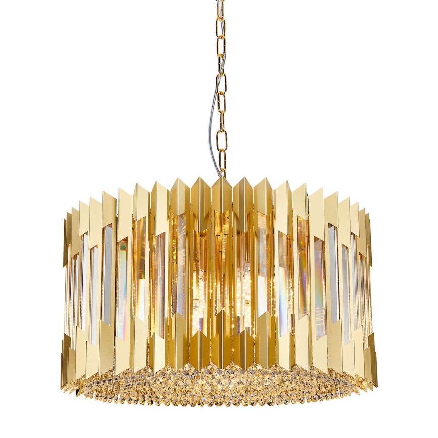 Żyrandol na łańcuchu RITZ 12xE14/40W/230V śr. 54 cm złoty