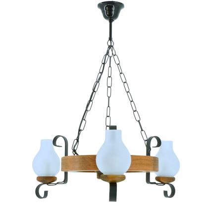 Żyrandol na łańcuchu ROATA 3xE14/40W/230V buk
