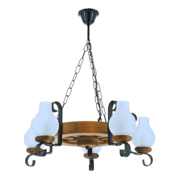 Żyrandol na łańcuchu ROATA 5xE14/40W/230V śr. 30 cm buk - FSC certyfikowano