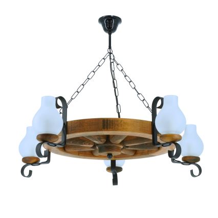 Żyrandol na łańcuchu ROATA 5xE14/40W/230V śr. 70 cm buk