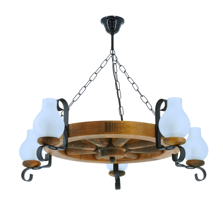 Żyrandol na łańcuchu ROATA 5xE14/40W/230V śr. 70 cm buk