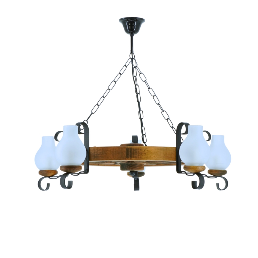 Żyrandol na łańcuchu ROATA 5xE14/40W/230V śr. 70 cm buk