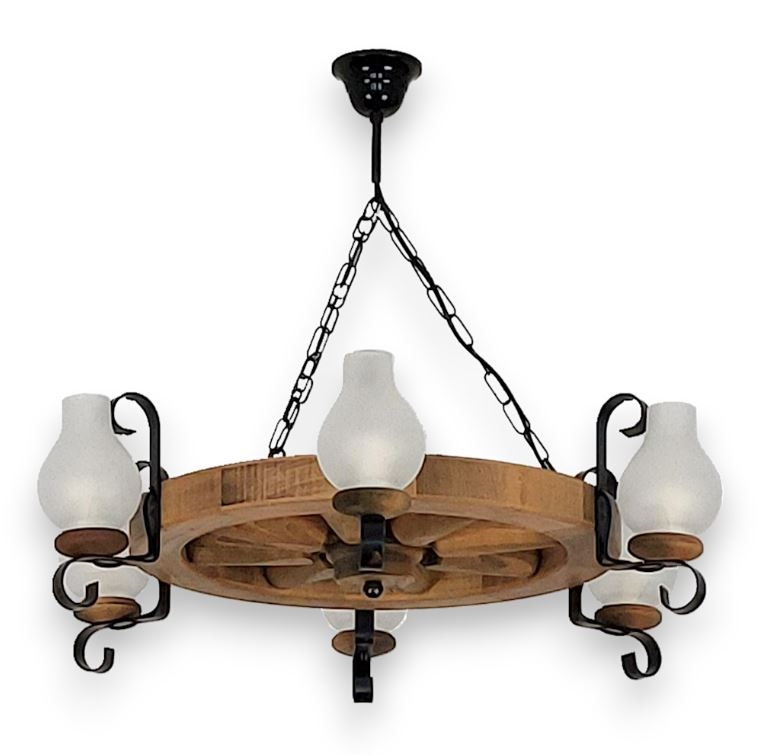 Żyrandol na łańcuchu ROATA 6xE14/40W/230V śr. 70 cm buk - certyfikat FSC