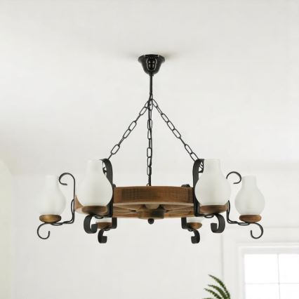 Żyrandol na łańcuchu ROATA 6xE14/40W/230V śr. 70 cm buk