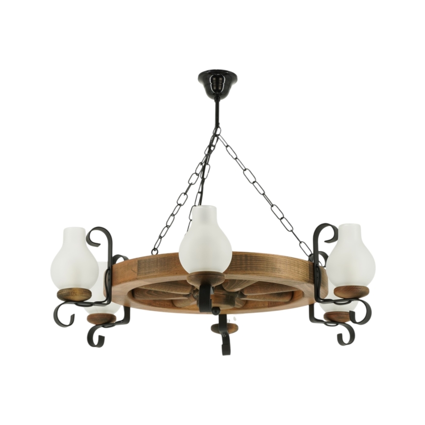 Żyrandol na łańcuchu ROATA 6xE14/40W/230V śr. 70 cm buk