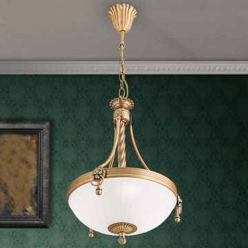 Żyrandol na łańcuchu ROCCA 3xE27/60W/230V śr. 32 cm brąz/biały