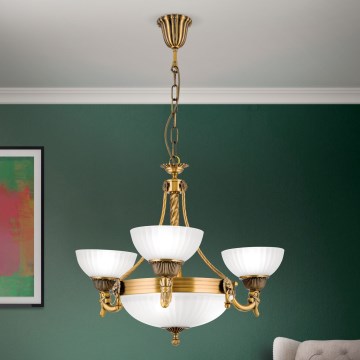 Żyrandol na łańcuchu ROCCA 6xE27/60W/230V śr. 64 cm brąz/biały