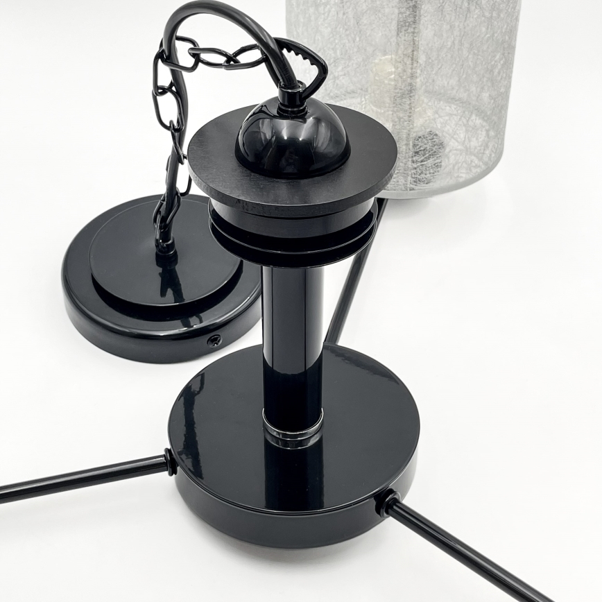 Żyrandol na łańcuchu ROSA 3xE27/60W/230V czarny/szary