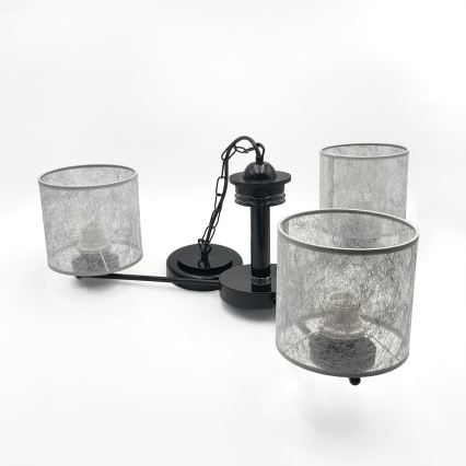 Żyrandol na łańcuchu ROSA 3xE27/60W/230V czarny/szary