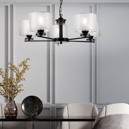 Żyrandol na łańcuchu ROSA 5xE27/60W/230V czarny/szary