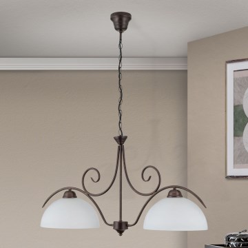 Żyrandol na łańcuchu RULA 2xE27/40W/230V biały/brązowy