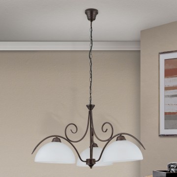 Żyrandol na łańcuchu RULA 3xE27/40W/230V średnica 70 cm biały/brązowy