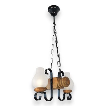 Żyrandol na łańcuchu RUSTIC 2xE14/40W/230V buk - certyfikat FSC