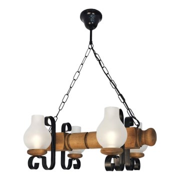 Żyrandol na łańcuchu RUSTIC 4xE14/40W/230V buk - certyfikat FSC
