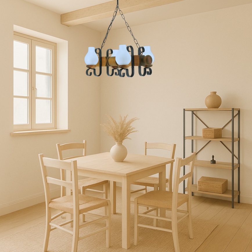 Żyrandol na łańcuchu RUSTIC 4xE14/40W/230V buk