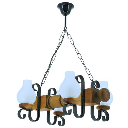 Żyrandol na łańcuchu RUSTIC 4xE14/40W/230V buk