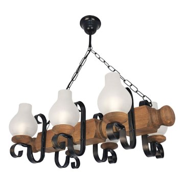 Żyrandol na łańcuchu RUSTIC 6xE14/40W/230V buk - certyfikat FSC