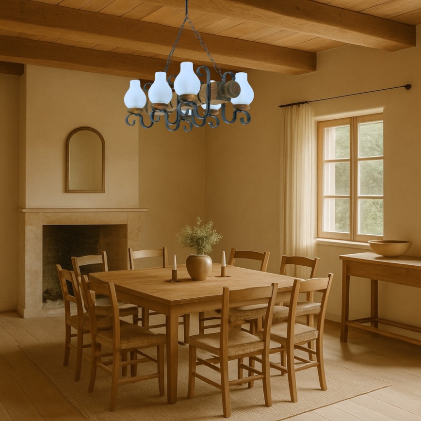 Żyrandol na łańcuchu RUSTIC 6xE14/40W/230V buk