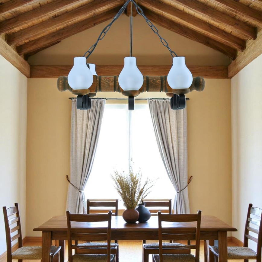Żyrandol na łańcuchu RUSTIC 6xE14/40W/230V buk
