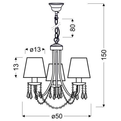 Żyrandol na łańcuchu RUTI 3xE14/40W/230V