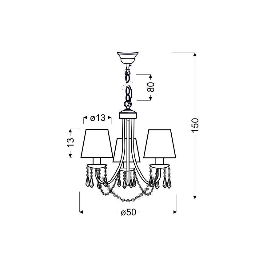 Żyrandol na łańcuchu RUTI 3xE14/40W/230V