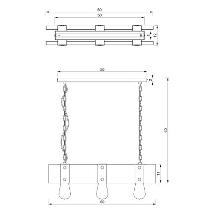 Żyrandol na łańcuchu SODER 3xE27/60W/230V