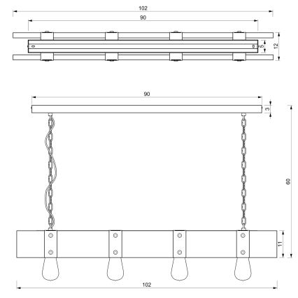 Żyrandol na łańcuchu SODER 4xE27/60W/230V