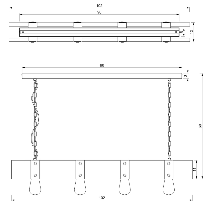 Żyrandol na łańcuchu SODER 4xE27/60W/230V
