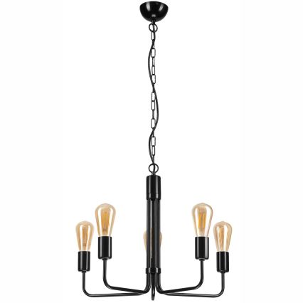 Żyrandol na łańcuchu TIFFANY 5xE27/60W/230V czarny