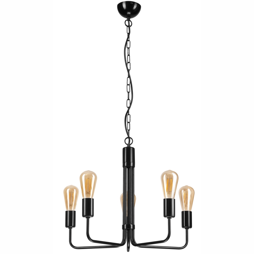 Żyrandol na łańcuchu TIFFANY 5xE27/60W/230V czarny