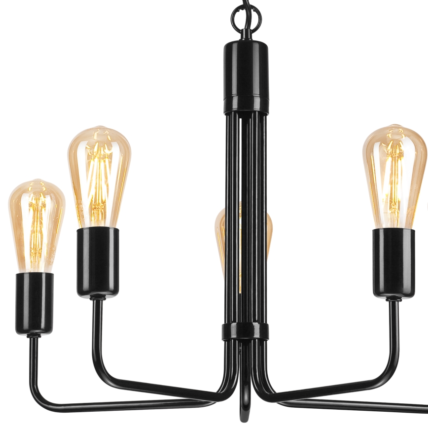 Żyrandol na łańcuchu TIFFANY 5xE27/60W/230V czarny