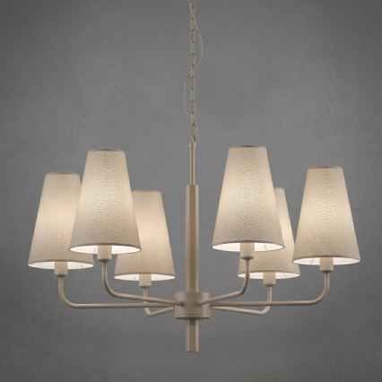 Žyrandol na łańcuchu TORTOLA 6xE14/15W/230V beżowy