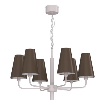 Żyrandol na łańcuchu TORTOLA 6xE14/15W/230V brązowy/kremowy