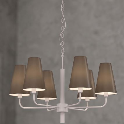Żyrandol na łańcuchu TORTOLA 6xE14/15W/230V brązowy/kremowy