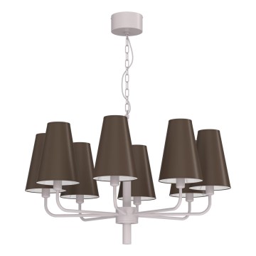 Żyrandol na łańcuchu TORTOLA 8xE14/15W/230V brązowy/kremowy